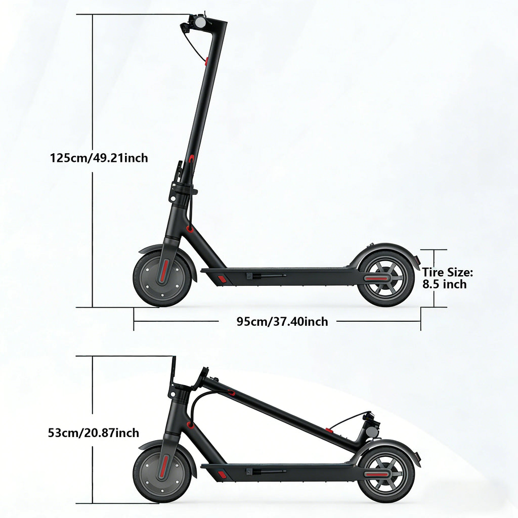 Foldable E-Scooter with 8.5" Solid Tires, Dual Brakes & LED Display