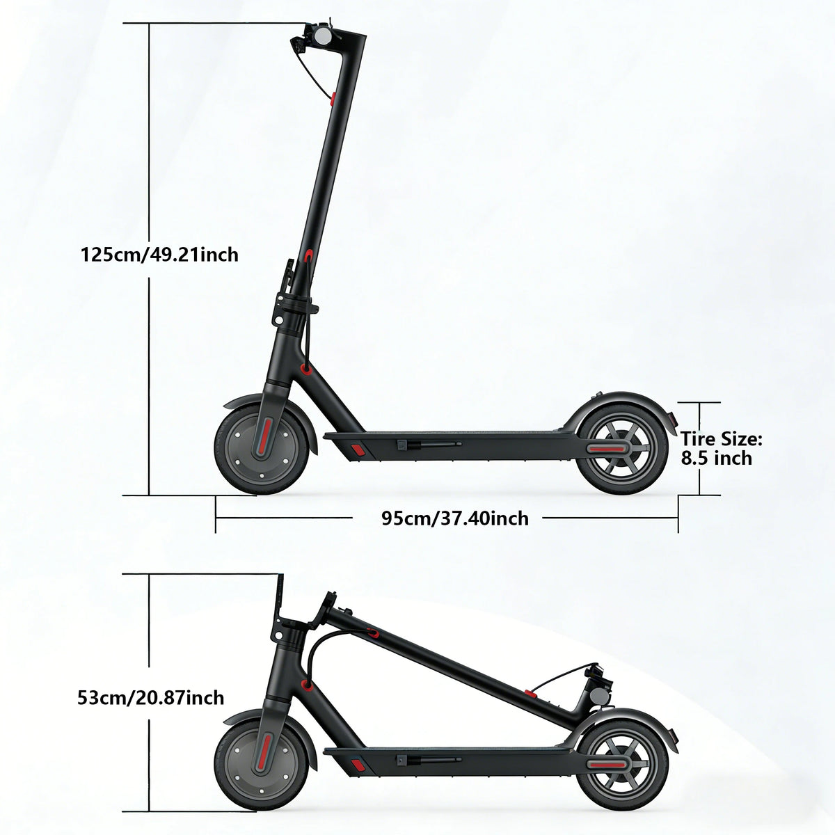 Foldable E-Scooter with 8.5" Solid Tires, Dual Brakes & LED Display