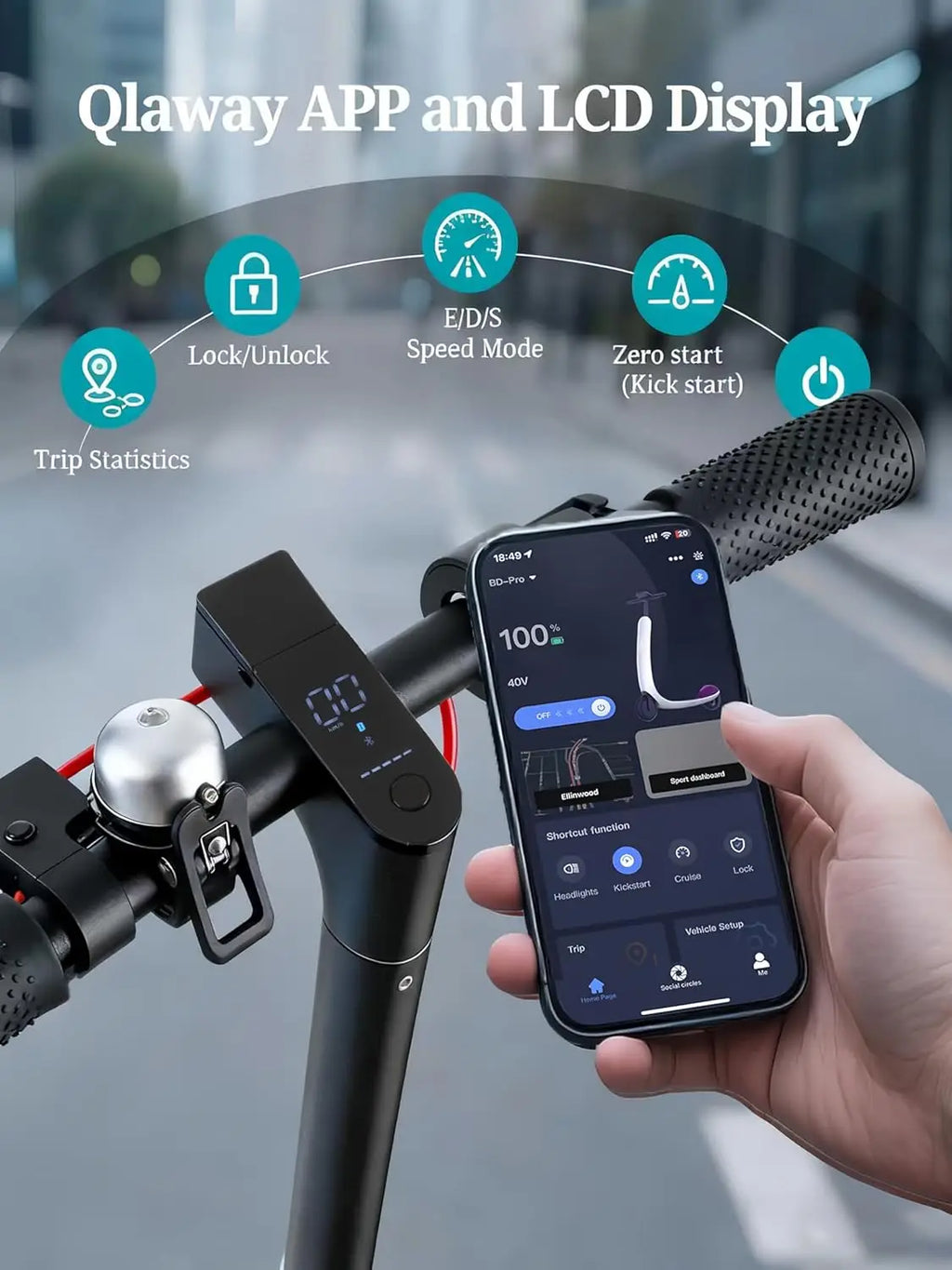 Foldable E-Scooter with 8.5" Solid Tires, Dual Brakes & LED Display