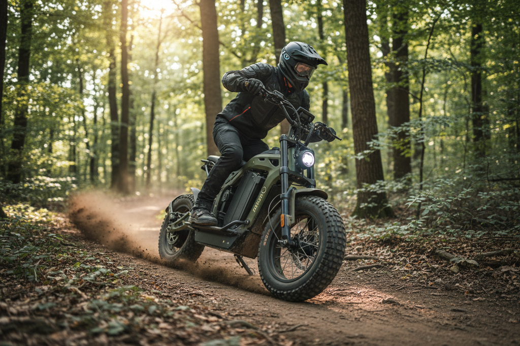 Off-road electric scooter on a dirt trail