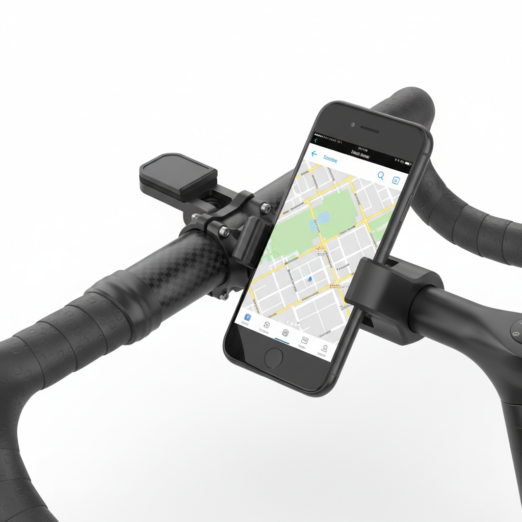 Universal bike phone mount on handlebars