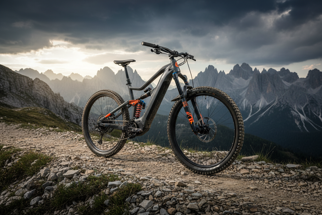Electric mountain bike on a rocky trail